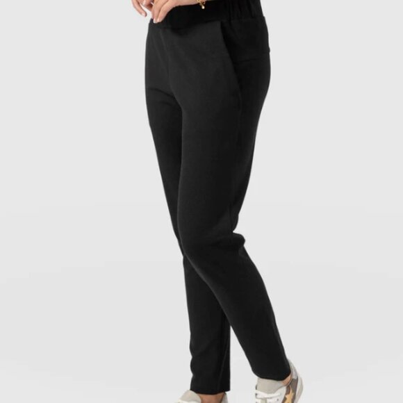 Saint + Sofia US 12 / 28" Inseam Finsbury Pant Black Easy Relaxed Tapered Leg - Picture 1 of 7